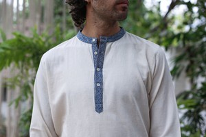 Hemp & Organic Cotton Kurtha - White Long sleeve shirt from Himal Natural Fibres
