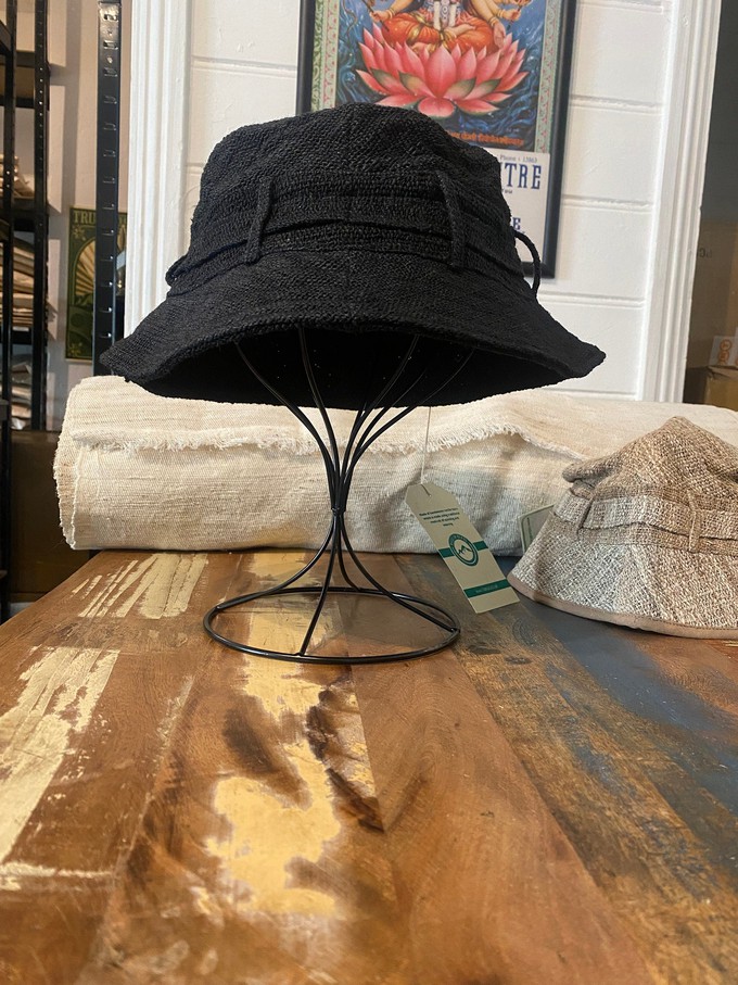 Wild Nettle Black Bucket Hat - Unisex - Summer hat from Himal Natural Fibres