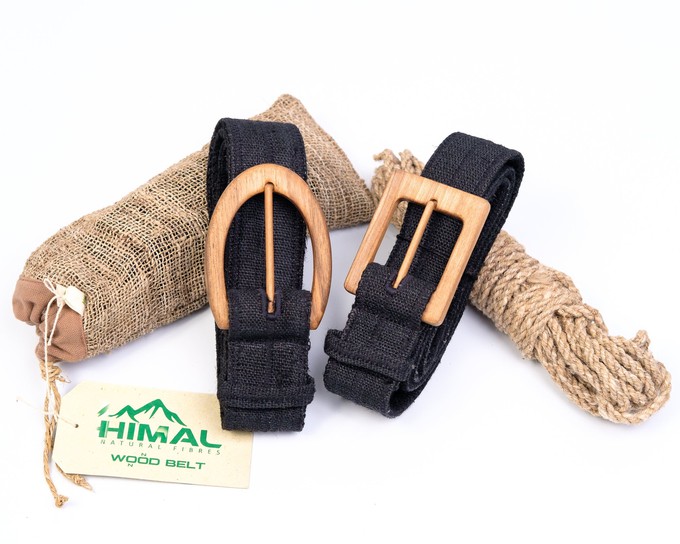 Hemp Belt with Wooden Buckle Mens from Himal Natural Fibres