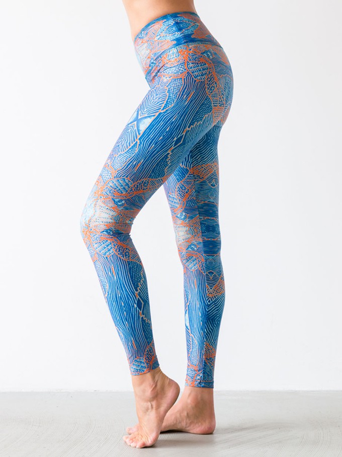 Yoga Leggings Paradise Birds Blue from Hoessee