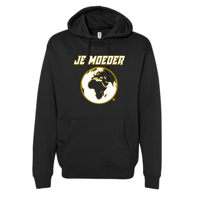 Hoodie zwart met gouden rand (unisex, M-L) from Je Moeder