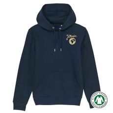 BIO HOODIE -geborduurd- BLAUW/CREME (UNISEX) via Je Moeder