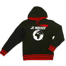 Hoodie ZwartRood (unisex, S/M) via Je Moeder