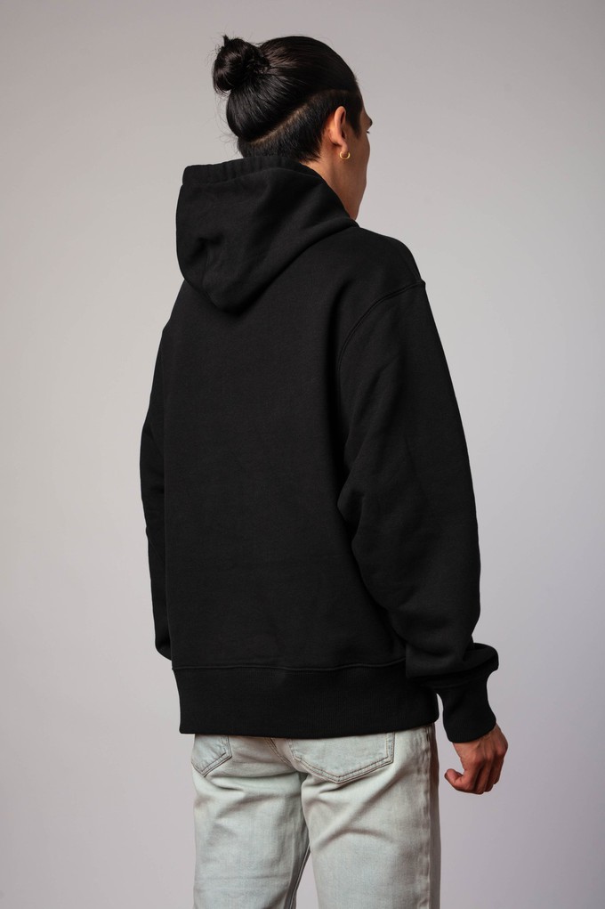 BLACK STRIPED LOGO HOODIE from JOHANNA PETERSEN