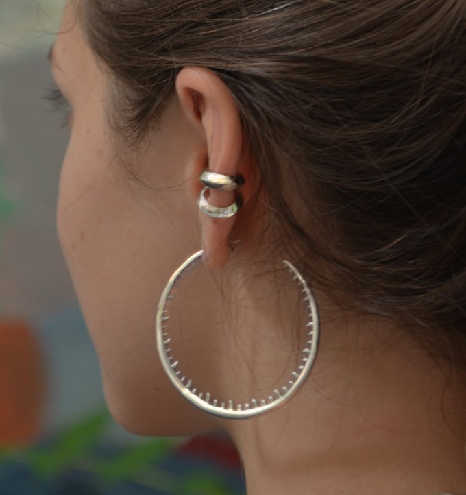 Bali large hoop earrings | Sterling Silver - White Rhodium from Joulala