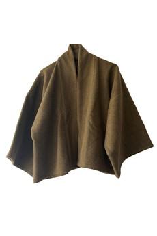 NEW! Crop Kimono Wool Coat Khaki via JULAHAS