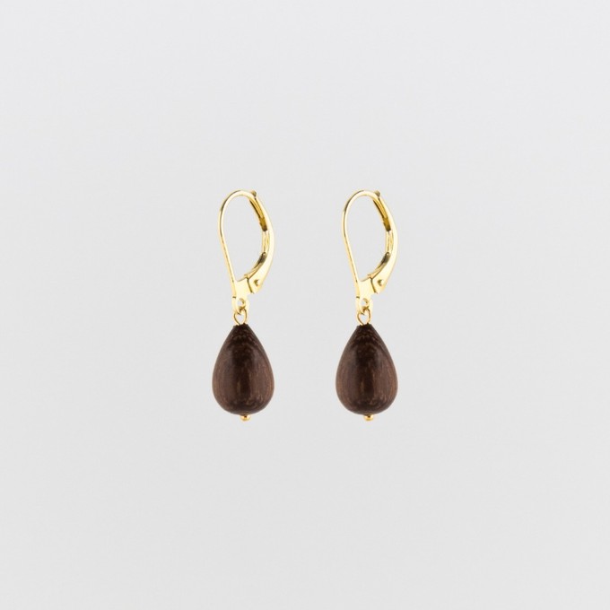Wooden raindrop earrings gold plated from Julia Otilia