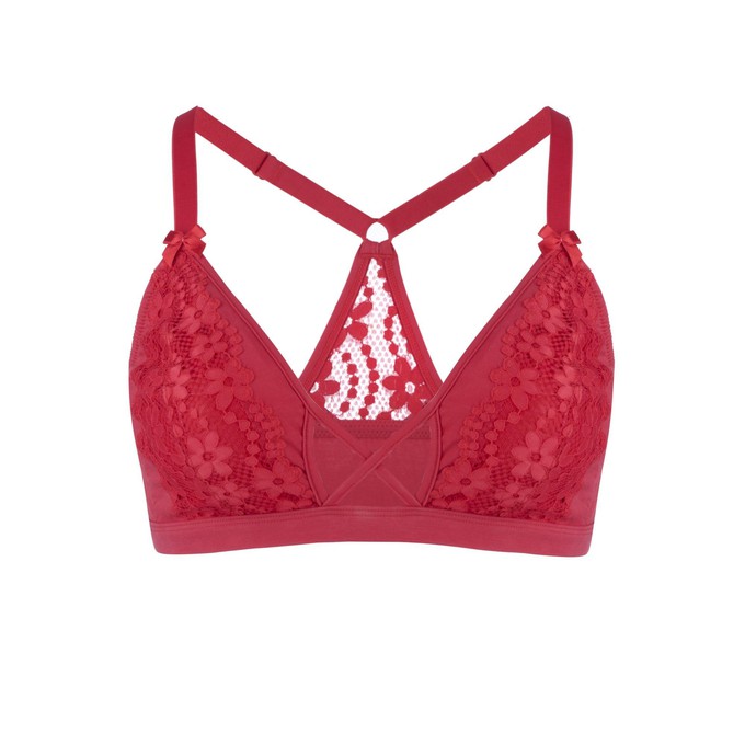 Passion Red - Lace Organic Cotton & Silk Bralette from JulieMay Lingerie