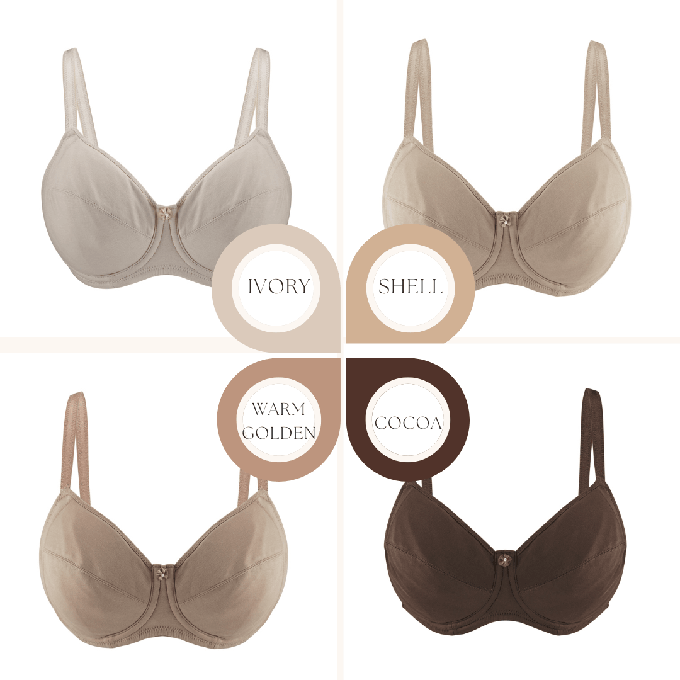 Warm Golden-Underwired Silk & Organic Cotton Full Cup Bra with removable paddings from JulieMay Lingerie