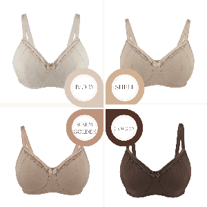 Warm Golden-Supportive Non-Wired Silk & Organic Cotton Full Cup Bra with removable paddings from JulieMay Lingerie