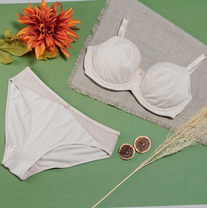 Ivory-Underwired Silk & Organic Cotton Full Cup Bra with removable paddings from JulieMay Lingerie