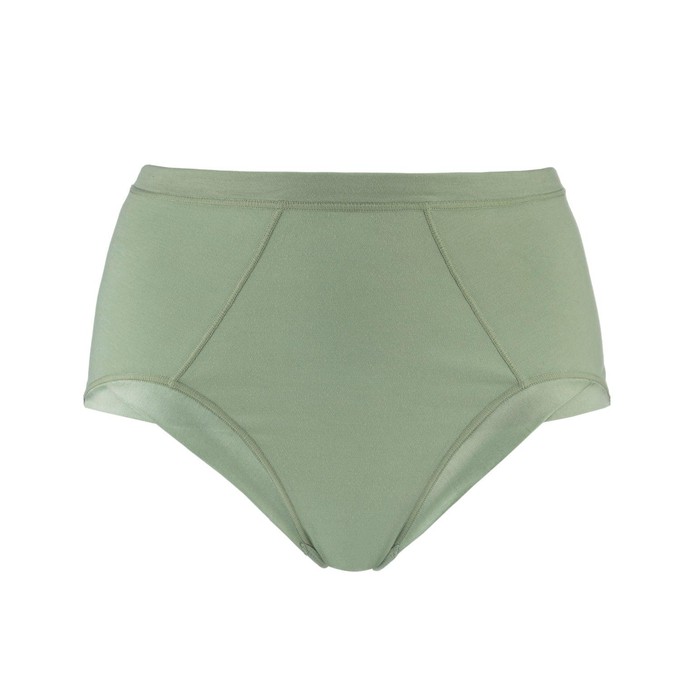Marrow-High Waisted Silk & Organic Cotton Full Brief in Aspen Green from JulieMay Lingerie