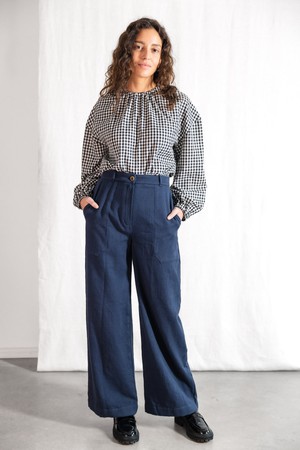 Organic cotton trousers Santosh grey-blue from Jyoti - Fair Works