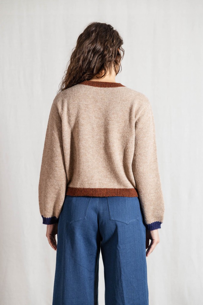 Baby-Alpaka Strickcardigan Sullana Colorblock Sand from Jyoti - Fair Works