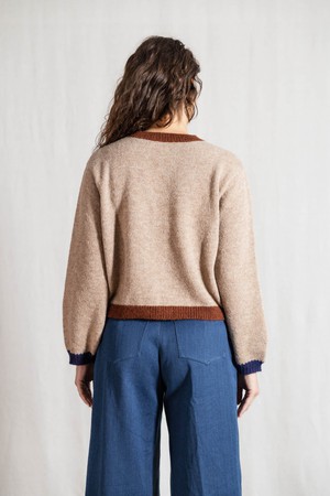 Baby-Alpaka Strickcardigan Sullana Colorblock Sand from Jyoti - Fair Works
