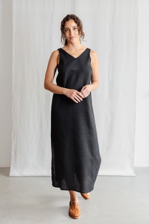 Hemp/Tencel Midi Dress Arohi Black from Jyoti - Fair Works