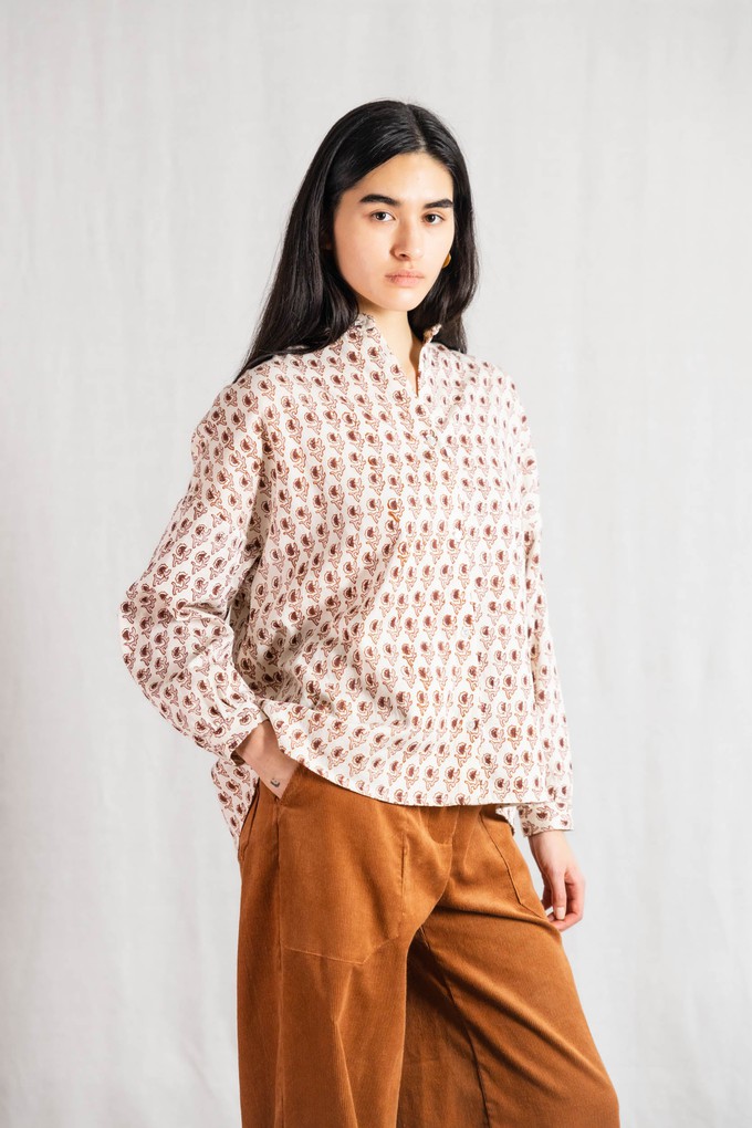 Organic cotton blouse Hawali block print from Jyoti - Fair Works