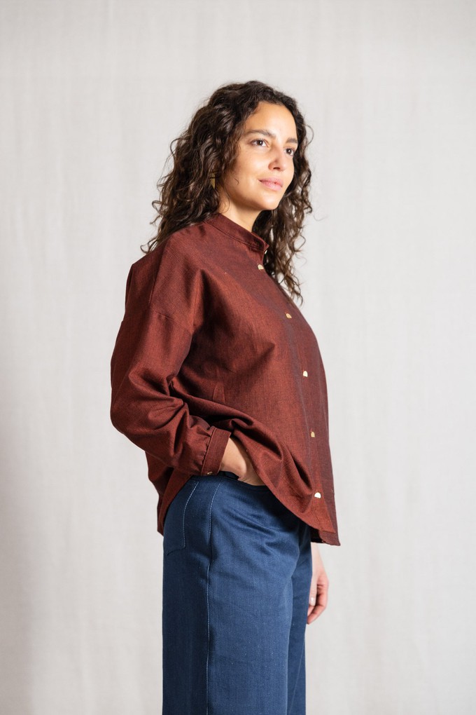 Organic cotton blouse Hawali Rum-Raisin from Jyoti - Fair Works