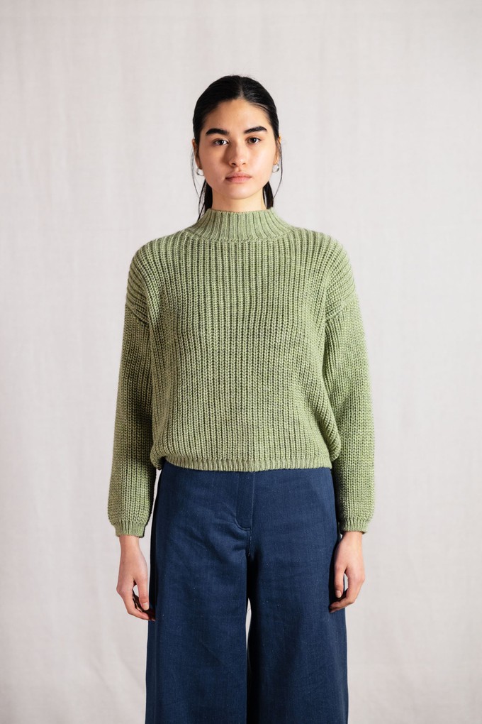 Baby-Alpaka Turtleneck Strickpullover Tacna Lindgrün from Jyoti - Fair Works