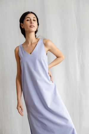 Organic cotton midi dress Arohi purple from Jyoti - Fair Works