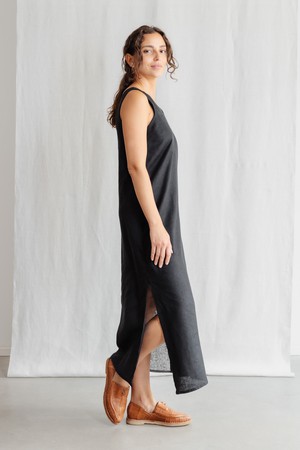 Hemp/Tencel Midi Dress Arohi Black from Jyoti - Fair Works