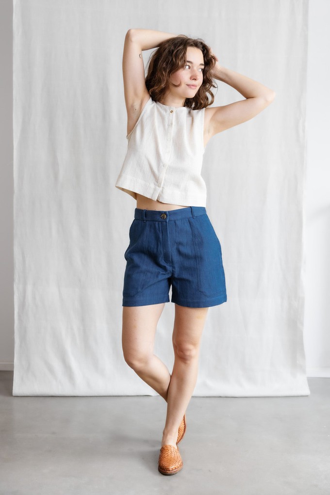 Organic cotton denim shorts Kusuma Denim from Jyoti - Fair Works