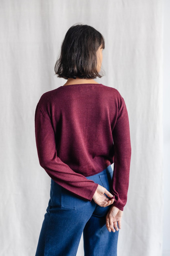 Baby alpaca knitted cardigan Navan Berry from Jyoti - Fair Works