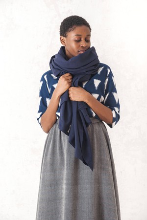 Sanavi Cotton Scarf, Night Blue from Jyoti - Fair Works