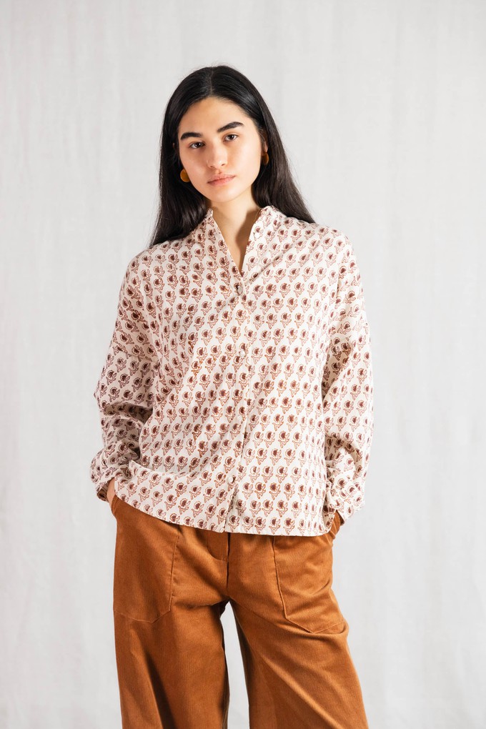 Organic cotton blouse Hawali block print from Jyoti - Fair Works