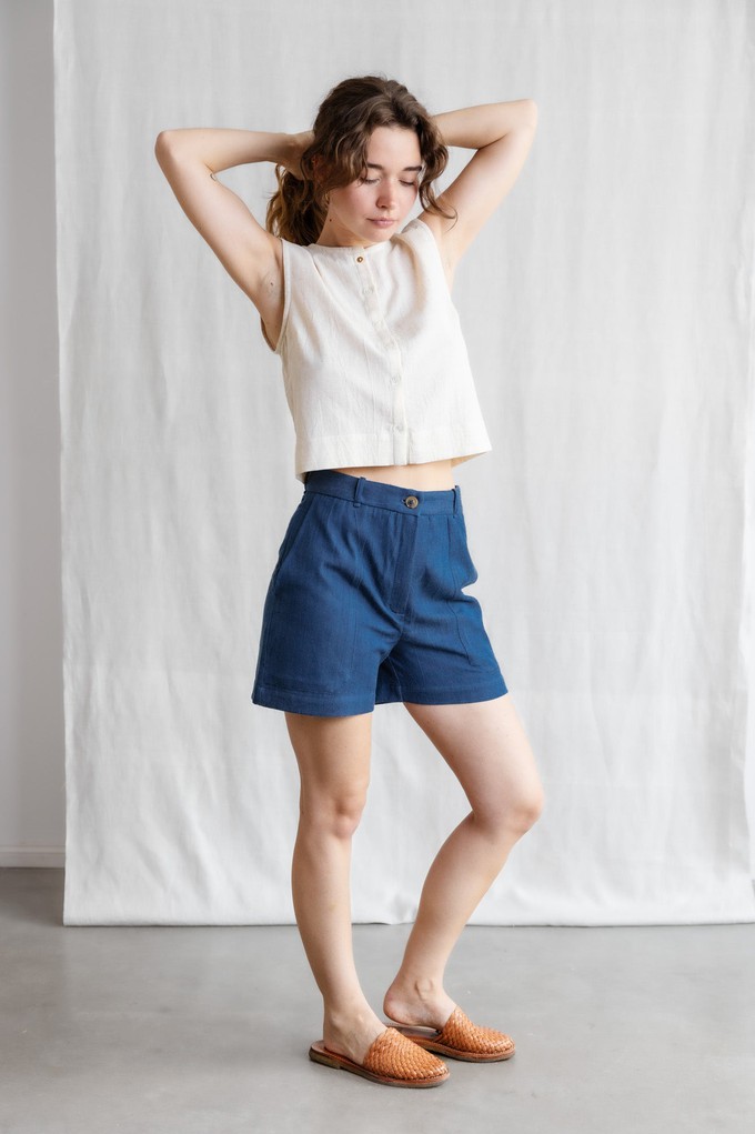 Organic cotton denim shorts Kusuma Denim from Jyoti - Fair Works