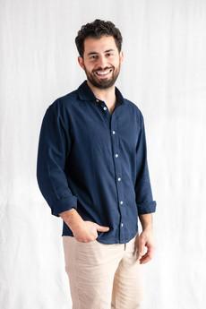 Organic Cotton Flannel Shirt Nakshita Gray-Blue via Jyoti - Fair Works