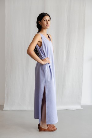 Organic cotton midi dress Arohi purple from Jyoti - Fair Works
