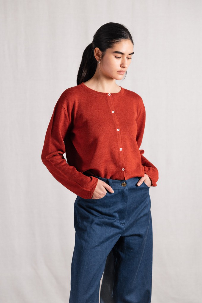 Baby-Alpaka Strickcardigan Navan Rot from Jyoti - Fair Works