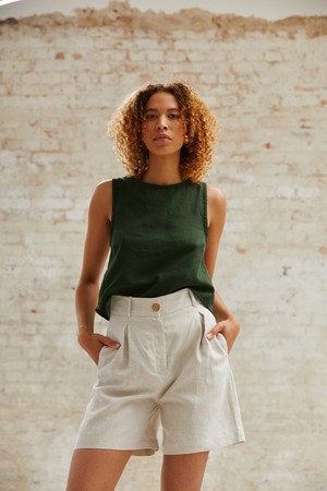 Hemp highwaist shorts Aakash Greige from Jyoti - Fair Works