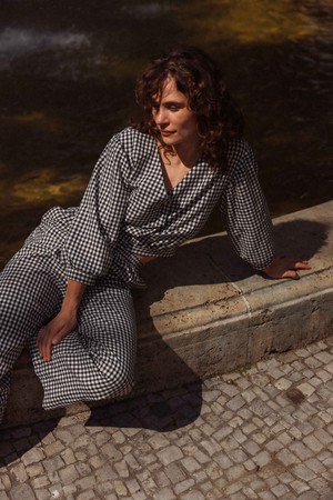 Organic Cotton Pants Jayan Checked from Jyoti - Fair Works