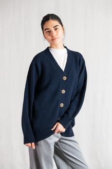 Baby-Alpaka Strickcardigan Iquitos Blau via Jyoti - Fair Works