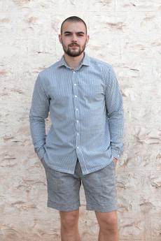 Cotton Shirt Himat Striped Blue via Jyoti - Fair Works