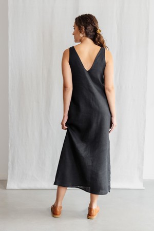 Hemp/Tencel Midi Dress Arohi Black from Jyoti - Fair Works
