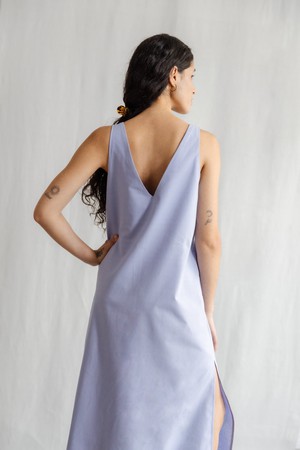 Organic cotton midi dress Arohi purple from Jyoti - Fair Works