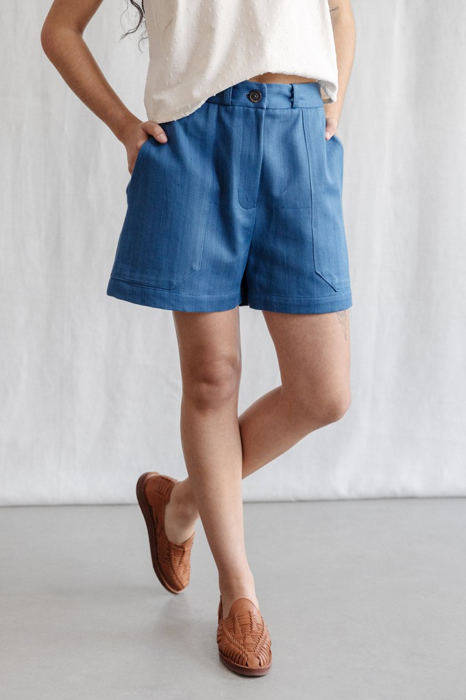 Organic cotton denim shorts Kusuma Denim from Jyoti - Fair Works