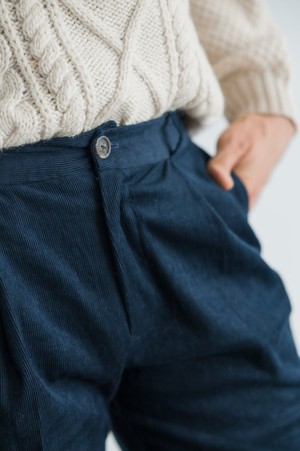 Organic cotton corduroy trousers Sameer night blue from Jyoti - Fair Works