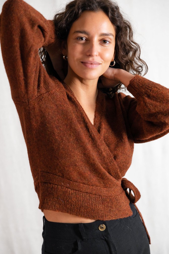 Baby-Alpaka Wickelcardigan Abancay Kastanie from Jyoti - Fair Works