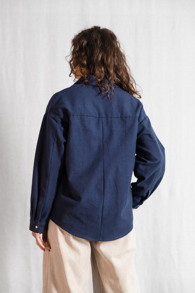 Organic cotton flannel shirt Aasha gray-blue from Jyoti - Fair Works