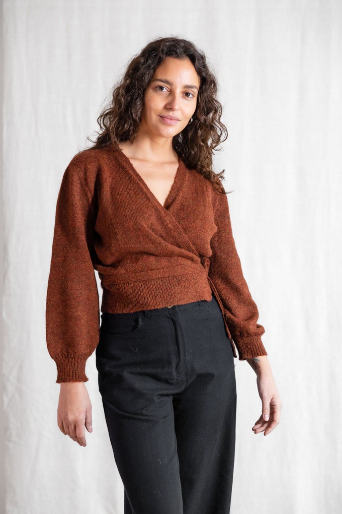 Baby Alpaca Wrap Cardigan Abancay Chestnut from Jyoti - Fair Works