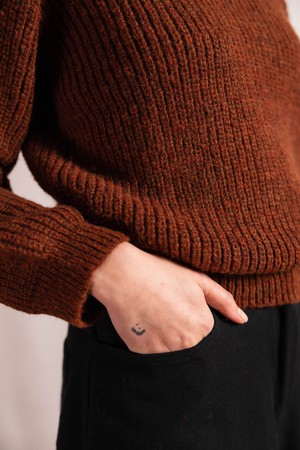 Baby Alpaca Turtleneck Knit Sweater Sabeti Chestnut from Jyoti - Fair Works