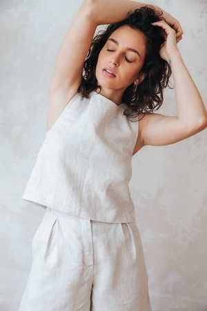 Hemp Top Kiran Greige from Jyoti - Fair Works