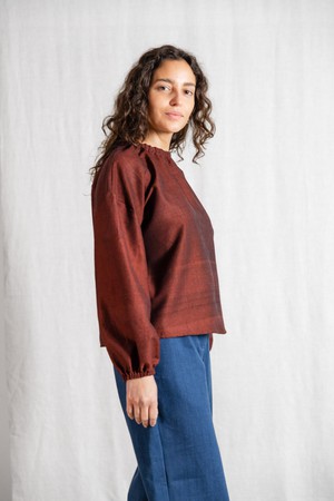 Organic cotton blouse Chaand Rum-Raisin from Jyoti - Fair Works