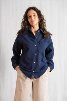 Organic cotton flannel shirt Aasha gray-blue via Jyoti - Fair Works