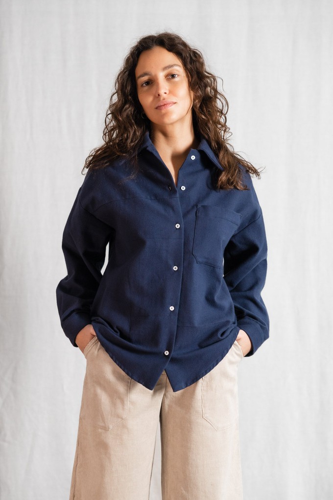 Organic cotton flannel shirt Aasha gray-blue from Jyoti - Fair Works