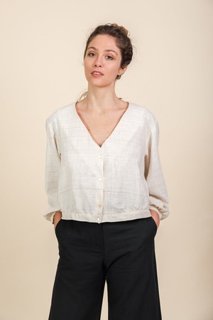Peace-Silk blouse Sahay cream white from Jyoti - Fair Works